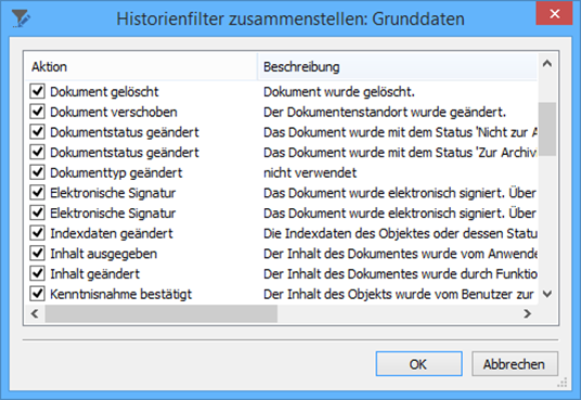 Historie von Ordnern und Registern - Historienfilter zusammenstellen Historie von Ordnern und Registern - Historienfilter zusammenstellen